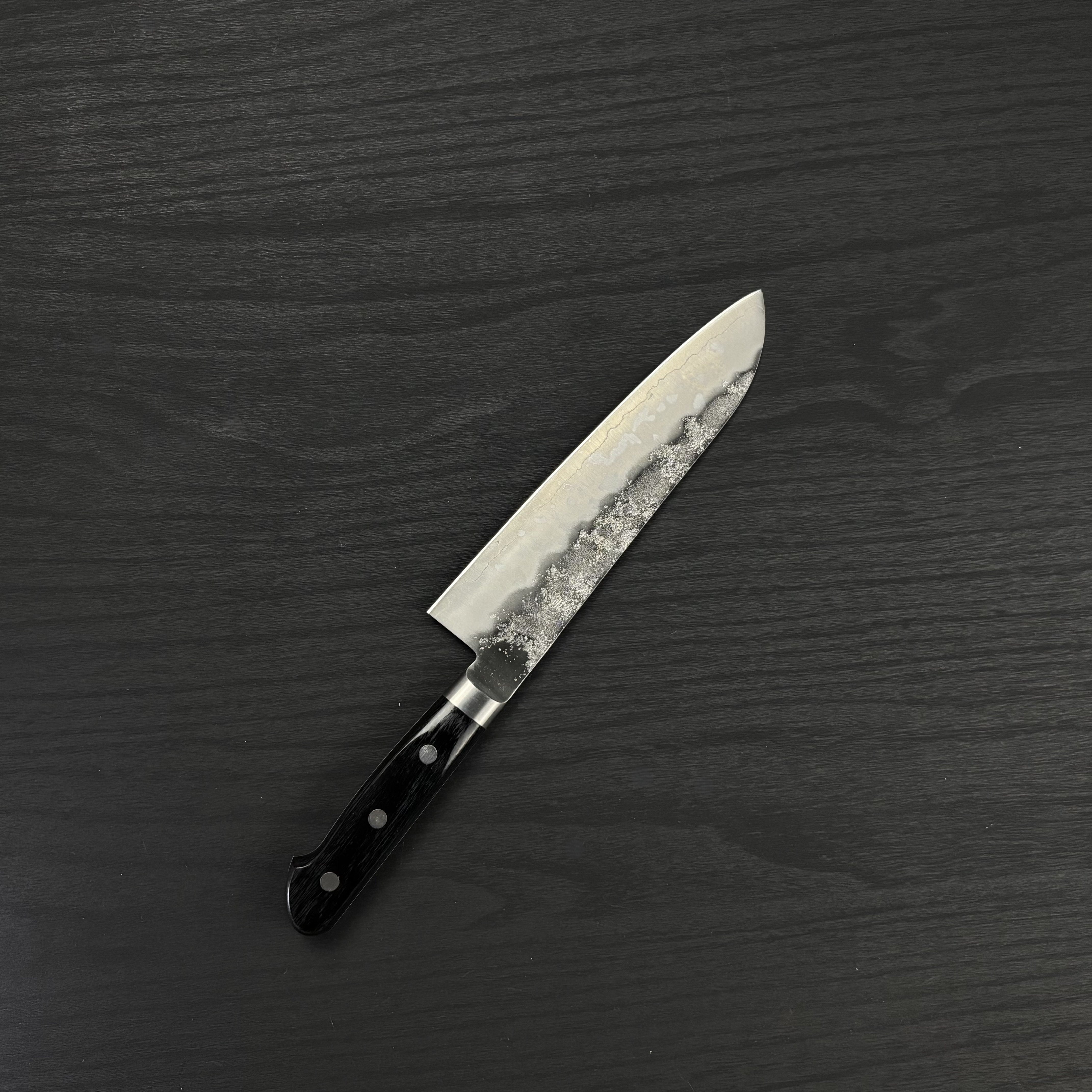 合羽橋貴和美 銀三梨地 黒柄 三徳180mm