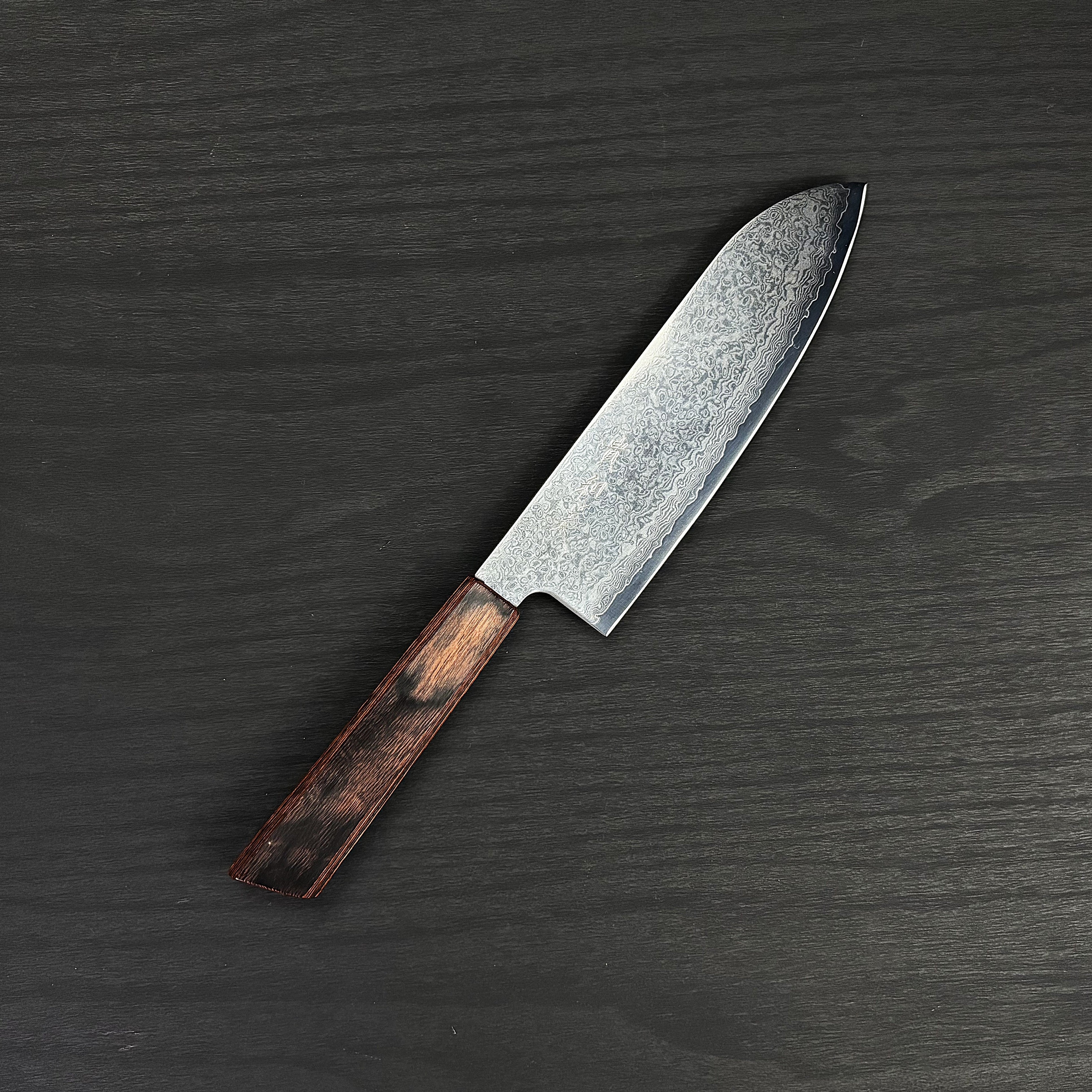 VG10割込　33層ダマスカス　三徳170mm　八角茶柄